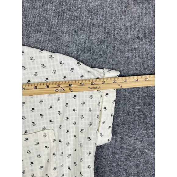 Madewell XS Button-Up Drawstring Shirt in Blooming Ikat white cropped - Picture 4 of 11